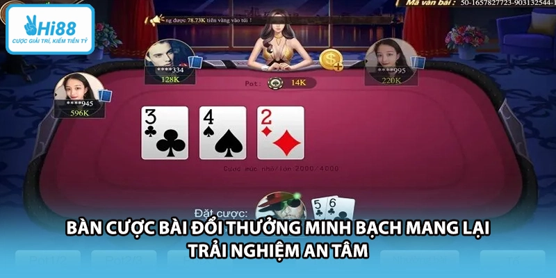 Bàn cược bài đổi thưởng minh bạch mang lại trải nghiệm an tâm