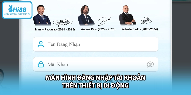 Màn hình đăng nhập tài khoản trên thiết bị di động