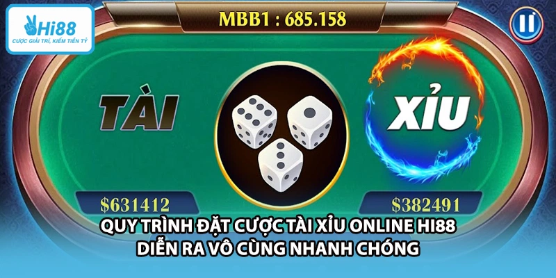 Quy trình đặt cược tài xỉu online HI88 diễn ra vô cùng nhanh chóng